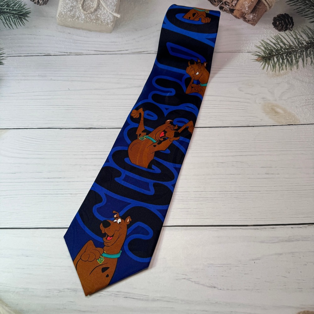 VTG Scooby-Doo Necktie Mens Navy Blue 90s Cartoon Network Novelty Hanna-Barbera